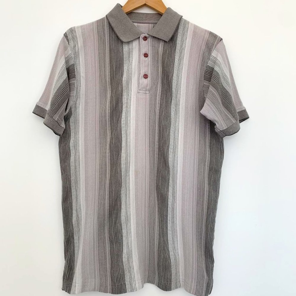 Vintage - Size S - Grey Striped Polo